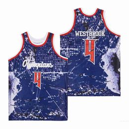 Russell Westbrook Leuzinger Jerseys 4 High School Basketball Olympians Moive University Pullover For Sport Fans Stitched ALTERNATE Breathable Blue Team Shirt