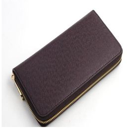 Designers ZIPPER WALLET Soft Leather Mens Womens Iconic textured Fashion Long Zipper Wallets Coin Purse Card Case Holder279V