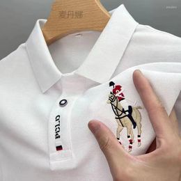 Men's Polos 2023 High Quality Men's Cotton Embroidered Polo Shirt Summer High-end Business Casual Lapel Short Sleeve T-shirt