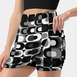 Skirts 70S Pattern Retro Industrial Black And White Women's Skirt With Hide Pocket Tennis Golf Badminton Running