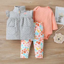 Clothing Sets Warm Clothing Sets Autumn Coat Winter Newborn Infant Baby Boys Girls Vests Jacket+Cotton Long Sleeve Romper+Pants Suits