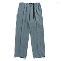 Men's Pants 72221 Autumn Men's Casual Harajuku Sweatpants Solid Colour Elastic Waist Belt Trousers Breathable Harem For Men