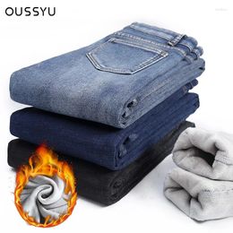 Women's Jeans OUSSYU Winter Thick Female Velvet Women High Waist Skinny Fleece Warm Slim Fit Stretch Ladies Casual Denim Pencil Pants