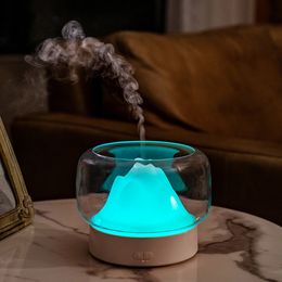 Humidifiers BPA Free Aroma Diffuser 400ML Moutain View Essential Oil Aromatherapy Difusor With Warm and Color LED Lamp Humidificador 230427