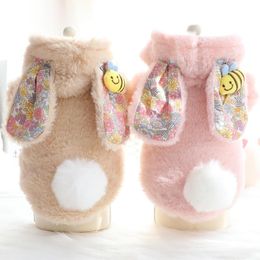 Clothing Pet Dog Clothes Soft Plush Hoodie Thickening Winter Warm Pajamas Cute Rabbit Design Coats for Small Dogs Chihuahua Yorkie Poodle