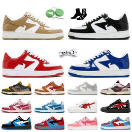 Top Quality OG Women Mens Sneakers A Bathing Ape BapeSK8 Sta Designer Shoes Patent Leather Grey Pink Foam Green Red White Black Low Panda Runners Retros Trainers