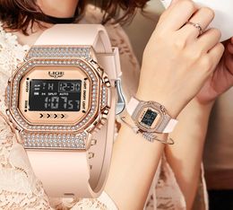 Women s Watches LIGE Diamond Dial Watch Women Ladies Silicone Quartz Bracelet Female Clock Relogio Feminino Montre Femme 2210243789065