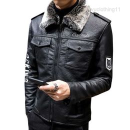 Men's Jackets 2023high Quality Leather Jacket for Men Original Genuine Casual Punk Fur Collar Motorcycle Male Winter Warm Pilot Jacket Coat