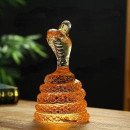 Bar Tools Snake Shaped Wine Bottle 500 1000mI High Borosilicate Glass Process Chinese Zodiac Transparent Empty Whisky 231205