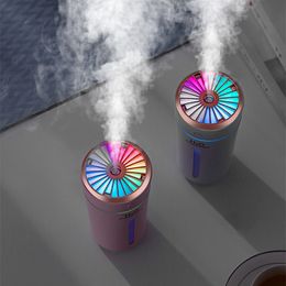 Humidifiers 270ml Ultrasonic Humidifier USB Car Air Freshener Portable Mist Maker Fogger with Colourful LED Light Home Mini Aroma Diffuser 230427