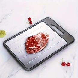 1pc, Chopping Board, Aluminium Defrost Cutting Board, Double Sided Food-Grade Rapid Thawing Board For Kitchen,Thawing Tray For Frozen Meats, Kitchen Gadgets