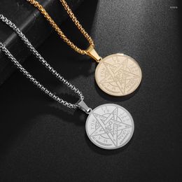 Pendant Necklaces Men's Tetragrammanton Necklace Stainless Steel Five Pointed Star Solomon Amulet Jewellery Gift