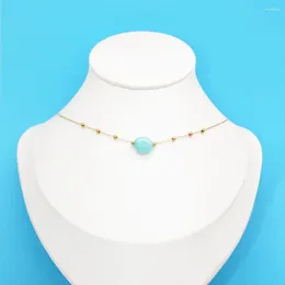 Pendant Necklaces Fashion Natural Stone Necklace For Women Gold Plated Stainless Steel Clavicle Chain Ladies Friends Jewelry