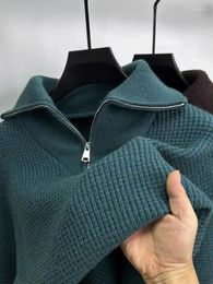 Men's Sweaters High End Trend Half Zippered Neck Sweater Autumn And Winter 2023 Fashion Korean Casual Thickened Knit Pullover