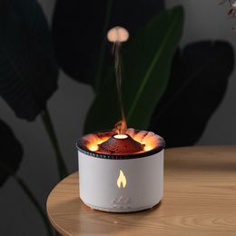 Humidifiers Flame Air Humidifier Jellyfish Electric Aroma Diffuser Lava Volcano Design Flame Effect Air Diffuser Mist Maker Machine 230427