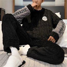 Men's Sleepwear Jodimitty Winter Men Thicken Double-Side Flannel Pijamas Cartoon Leisure Pyjamas Set Soft Coral Fleece Pyjama Homme