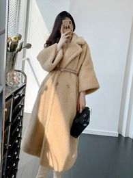 Women's Fur Faux Fur Teddy Champagne Catwalk Teddy Bear Coat Alpaca Hair Long Profile Fur Coat Woman 231127