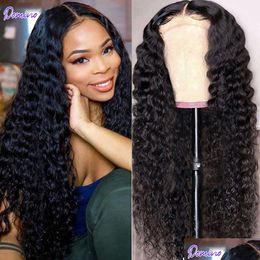 Lace Wigs Deep Wave Front Human Hair For Women 13X4 Frontal Wig Indian Kinky Curly Closure 4X4 Drop Delivery Products Dh9Nk