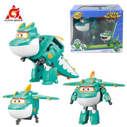 Ação Figuras de brinquedo Super Wings Transformando Tino 5 polegadas 3 Modos Dinosaurs Robot Avião de deformação de deformação Ação Figura Figura Gosta de brinquedo 230427