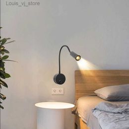 Night Lights Bedside Reading Lamp Variable bending 3W LED Book Lamp Warm White wall Night light 90-260V fixtures Spot LED Cord YQ231127