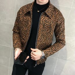 Giacche da uomo 2023 Autunno Uomo Giacca e cappotto leopardato Stilista di moda Cerniera in pelle Pilot Club Abbigliamento