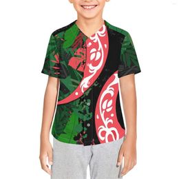 Men's Casual Shirts Polynesian Tribal Pohnpei Totem Tattoo Prints Kids Baseball Jersey T-Shirt Trendy Hip Hop Street Short Sleeve Mesh Loose