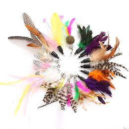 Toys Legendog 15pcs Funny Feather Cat Toy DIY Replace Cat Teaser Stick Replacement Pet Toy Accessories Multicolor