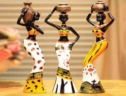 3pcsset African Women Figurines Resin Craft Tribal Lady Statue Exotic Doll Candle Holder Gift Home Decoration Sculptures H110266355051424