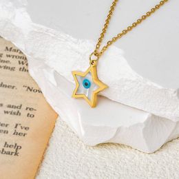 Pendant Necklaces Blue Eyes Shell Star Women Temperament Fashion Stainless Steel Necklace Party Jewellery Gift