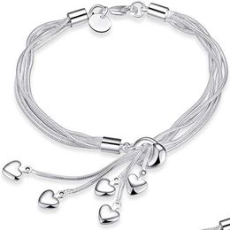 Charm Bracelets For Women 925 Sterling Sier Five-Line Chain With Five-Heart Bracelet Bangle Birthday Gift Her292K Drop Delivery Jewel Dh6Tg