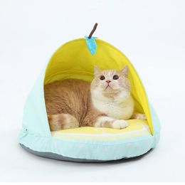 Mats Funny Fruit Shape Pet Dog Cat House Cute Cosy Cat Mat Beds for Deformable Tents Nest Puppy Cushion Cat Kennel Supplies