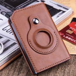 Wallets Rfid Air Tag Men Card Holder Slim Thin Trifold Leather Mini Wallet For Apply Small Male Money Purses237p