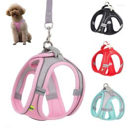 Dog Collars Clawelves Cat Harness Vest Chest Rope Set Reflective Breathable Adjustable Pet For Small Medium Dogs Outdoor Walking