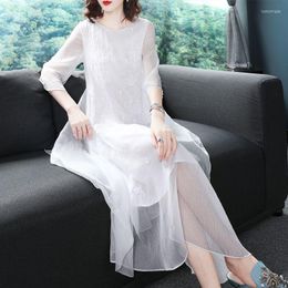 Casual Dresses China Dress Female 2023 O Neck Three Quarter Sleeve Spring And Summer Fashion Season Printed Tops