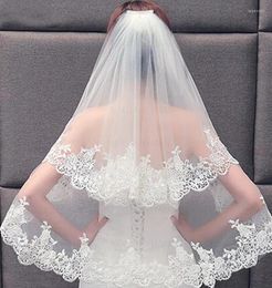 Bridal Veils Elegant Two Layers Lace Veil With Comb White Or Ivory Wedding Accessories Velos De Novia