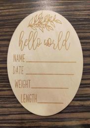 10pcs Wood Milestone Card Hello World Wooden Personalized Baby Announcement Plaque Sign Pography Props Shower Gift6068488