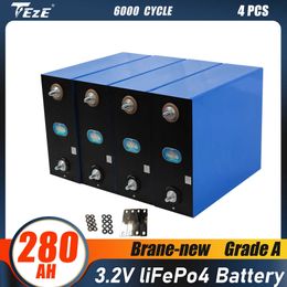 Brand New 3.2V Lifepo4 280Ah Battery Grade A DIY 12V 24V Rechargeable Cell Deep Cycles For RV Boat Solar System EU Tax Free