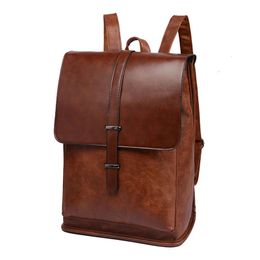 Outdoor Bags Vintage Laptop Backpack Men Business Bag Pack Fashion Male Leather Backpacks Travel High Quality Man School Bags For College 231127