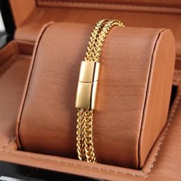 Chain Golden Bracelet for Men and Women Stainless Steel Curb Cuban Link Bangle Hip Hop Trendy Wrist Jewellery Gift 231124