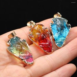 Pendant Necklaces Natural Crystal Pendants Fashion Electroplate Colourful Quartz Raw Crystals Charm For Jewellery Making DIY Necklace Earring