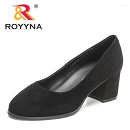 Dress Shoes ROYYNA 2023 Designers Korea Style Round Toe High Heel Women Elegant Real Genuine Leather Pumps Ladies Office