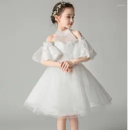 Girl Dresses Sequin Beads Tulle White Lace Flower Dress Christening Gown For Party Wedding Pageant Children Girls Princess Clothes