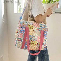 Diaper Bags Quilted Cotton Baby Diaper Bag Nappy Bag Zipper Handbag Maternity Bag Travel Baby Items Storage Luggage Bag Q231127