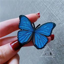 Brooches Female Fashion Simple Cute Blue Butterfly For Women Luxury Black Color Enamel Alloy Animal Brooch Safety Pins