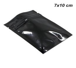 7x10cm Black Aluminium Foil Zipper Lock Food Storage Bags for Snacks Dried Nuts Foil Mylar Zipper Tear Notch Packaging Pouches2144344