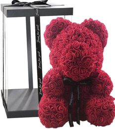 Decorative Flowers Wreaths Rose Bear Flower Bouquet Artificial With Box Handmade Valentine39s Day Gift For Girlfriend Woman W2180508