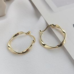 Hoop Earrings 21.6mm 22.7MM 18K Yellow Gold Plated 925 Sterling Silver Geometric Roped Twisted Big Circle Huggie JEWELRY