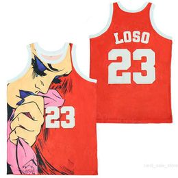 Movie 23 Shootout Loso Basketball Jerseys Film Summertime Fabolous HipHop High School University Vintage Breathable Stitched Sports Pullover Team Red Retro