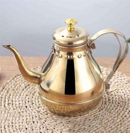 1218L Stainless Steel Long Mouth Teapot Coffee Pot Kettle with Leaf Infuser Filter Maker Large Capacity 2108131070723