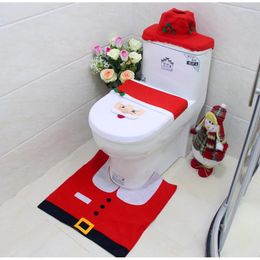 Christmas Decorations Santa Claus Rug Toilet Seat Cover Bathroom Set Snowman Merry Decoration Fancy Navidad Supplies